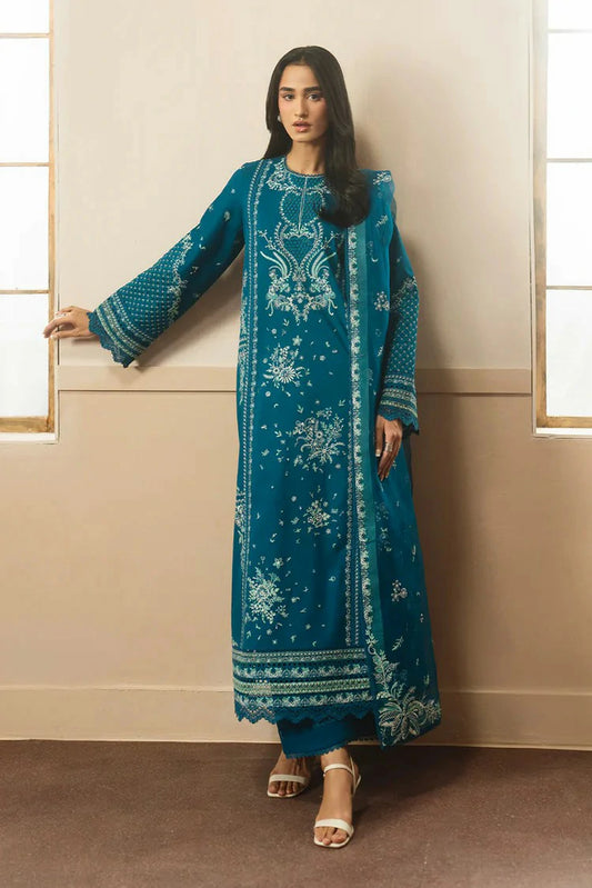 Ayzel - Whisper Embroidered Lawn Collection - 12310-OLIVE - Unstitched
