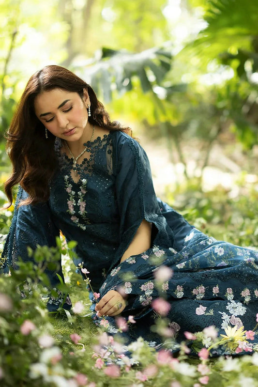 Elaf - Luxury Lawn Unstitched Vol 2 - ELQ-3B EMERALD FERN - Unstitched