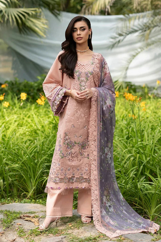 Elaf - Luxury Lawn Unstitched Vol 2 - ELQ-6A BLUSHING ROSE - Unstitched