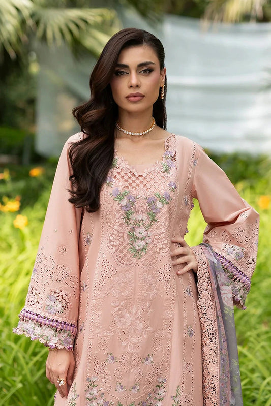 Elaf - Luxury Lawn Unstitched Vol 2 - ELQ-6A BLUSHING ROSE - Unstitched