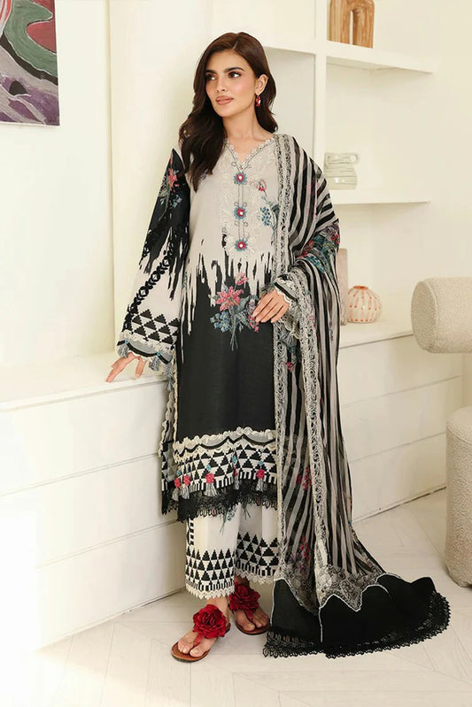 Roheenaz - Petals In Prints - 04-Black Petals - Unstitched
