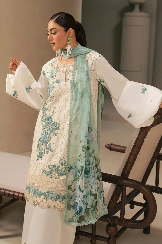 Elaf - E Craft Chikankari With Chiffon Dupatta - EHC-1A VANILLA - Unstitched
