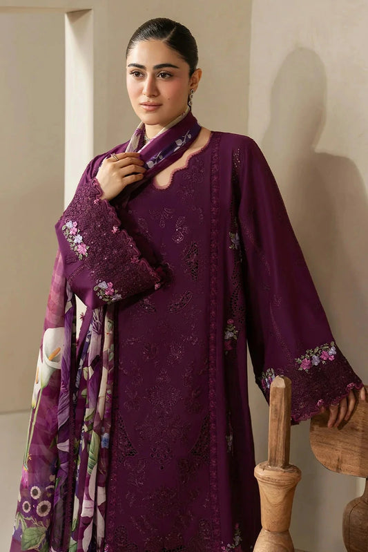 Elaf - E Craft Chikankari With Chiffon Dupatta - EHC-2B CASSIS - Unstitched
