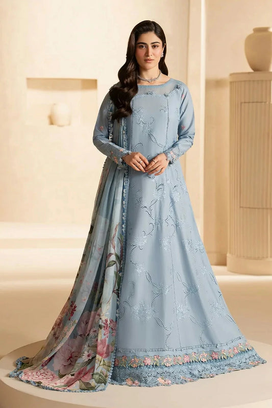 Elaf - E Craft Chikankari With Chiffon Dupatta - EHC-5B PACIFIC - Unstitched