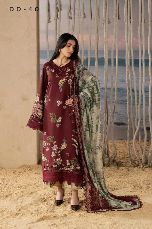 Nureh - Daily Delights Embroidered And Printed Viscose Slub Collection Vol 3 - DD-40 - Unstitched
