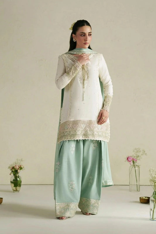 Vera - Raw Silk Edit - 02-Aab Ivory Shirt Set - Unstitched