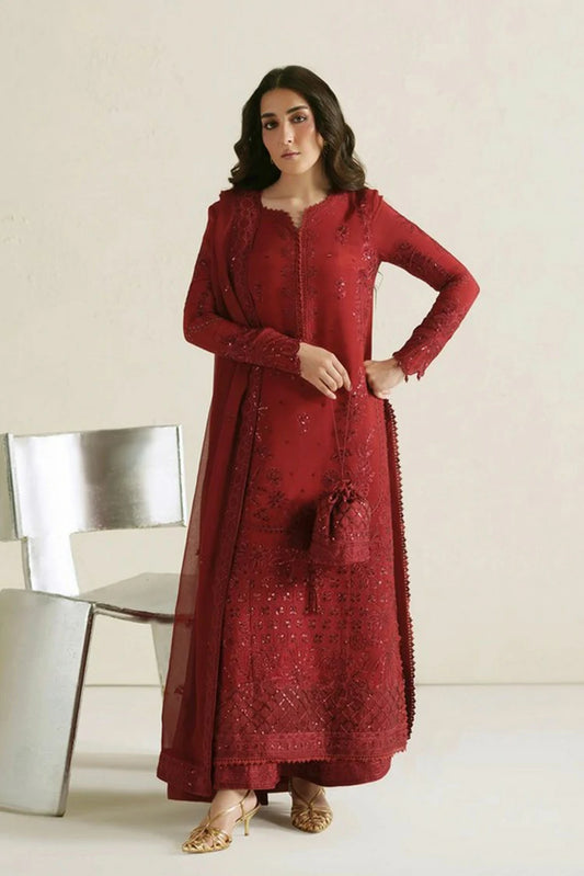 Vera - Raw Silk Edit - 05-Laal Crimson Shirt Set - Unstitched