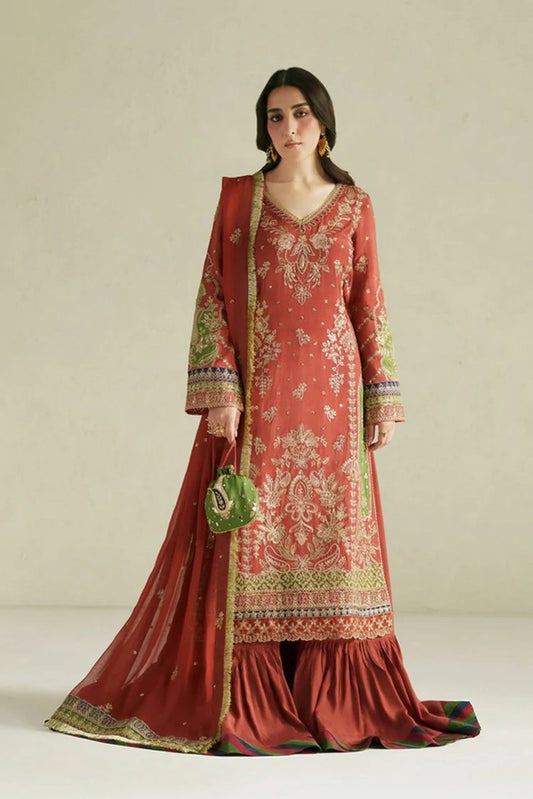 Vera - Raw Silk Edit - 07-Zar Rust Shirt Set - Unstitched