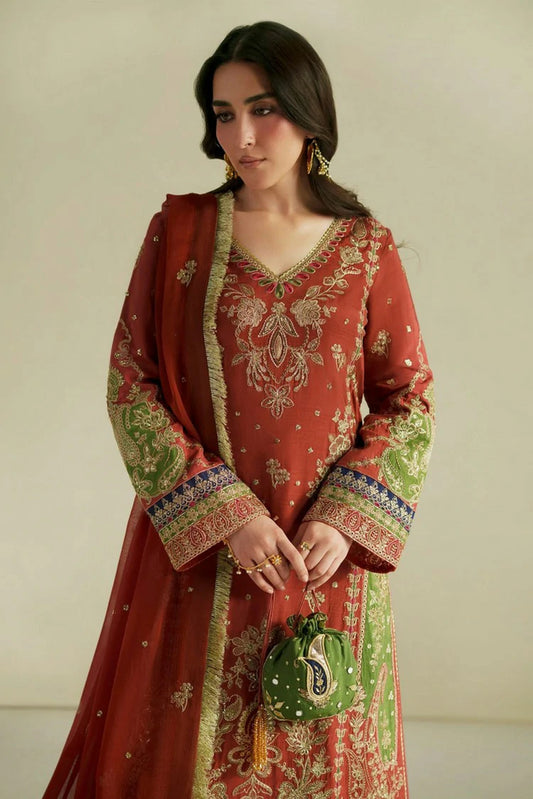 Vera - Raw Silk Edit - 07-Zar Rust Shirt Set - Unstitched