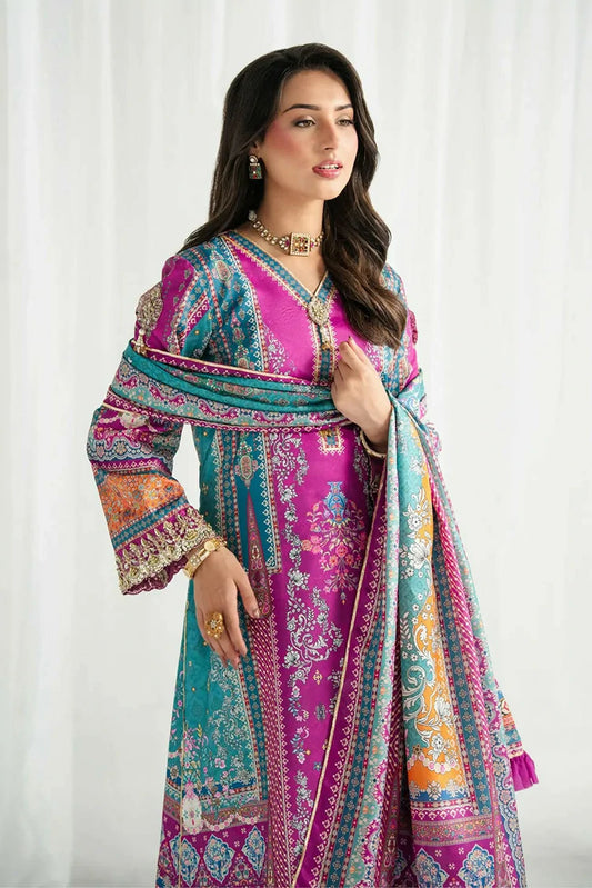 Gulaal - Aira Printed Silk - GS-09-Magenta Mischief - Unstitched