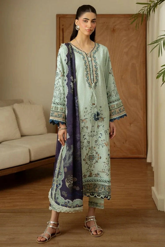 Aabyaan - Print Luxe Linen - AK-09-CELESTE - Unstitched