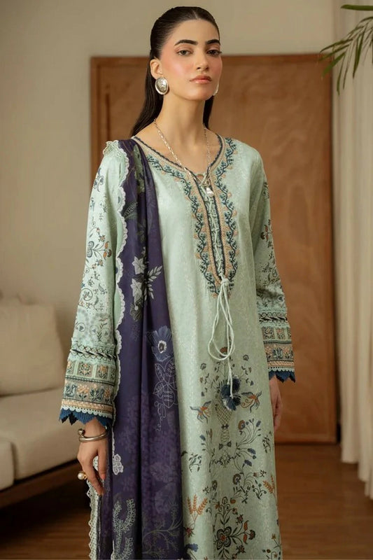 Aabyaan - Print Luxe Linen - AK-09-CELESTE - Unstitched