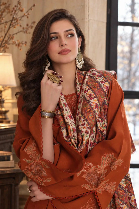 Noor by Saadia Asad - Noor Winter Embroidered Prinkhaas - Design-10B - Unstitched