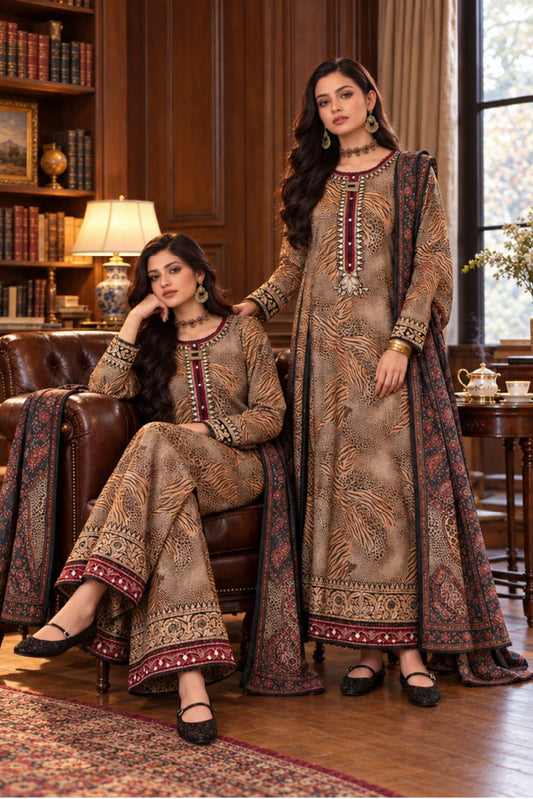 Noor by Saadia Asad - Noor Winter Embroidered Prinkhaas - Design-1B - Unstitched