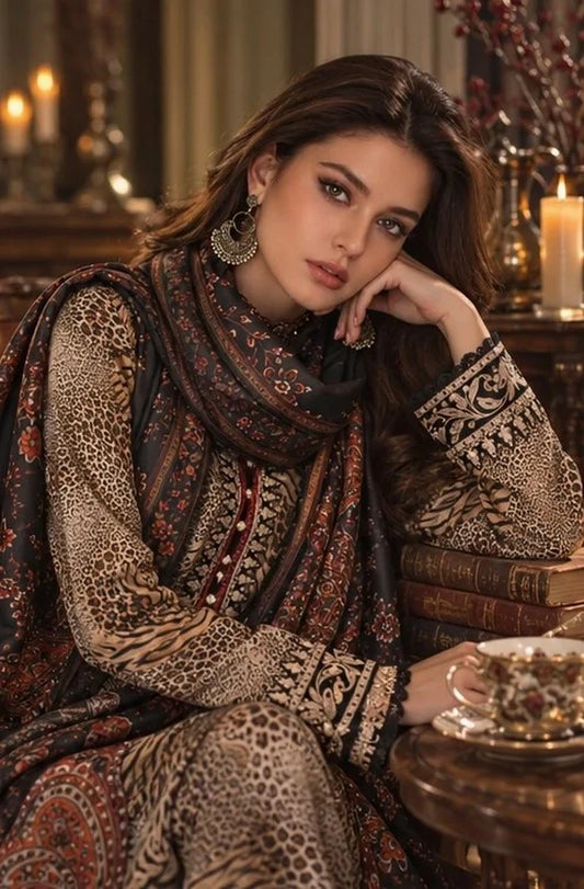Noor by Saadia Asad - Noor Winter Embroidered Prinkhaas - Design-1B - Unstitched