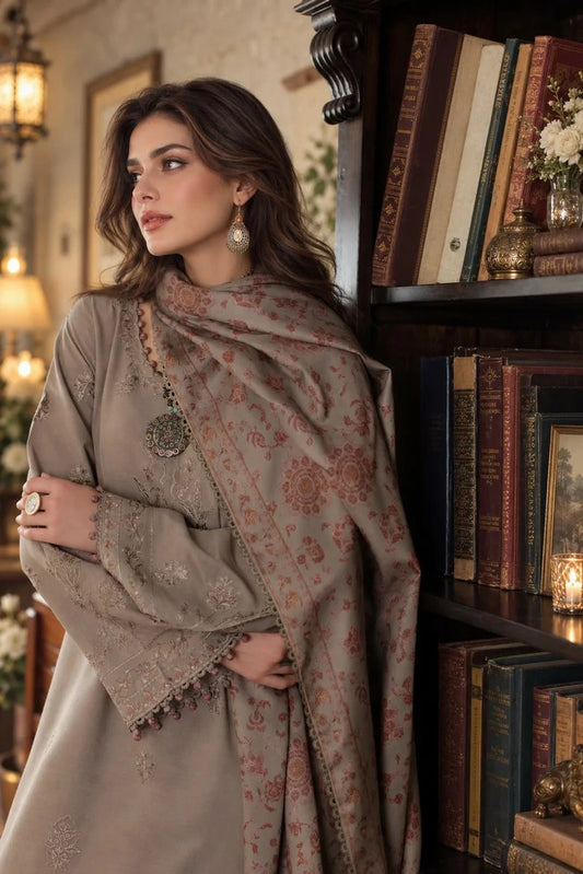 Noor by Saadia Asad - Noor Winter Embroidered Prinkhaas - Design-3A - Unstitched