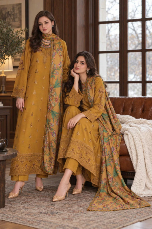 Noor by Saadia Asad - Noor Winter Embroidered Prinkhaas - Design-4B - Unstitched