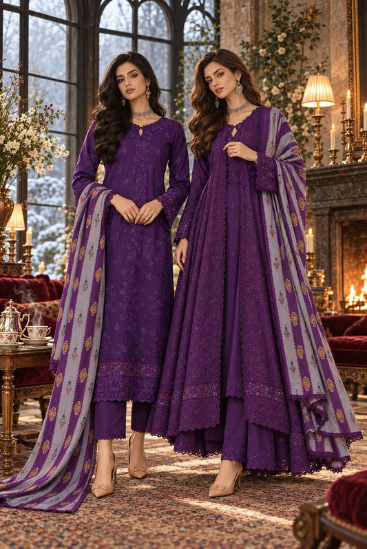 Noor by Saadia Asad - Noor Winter Embroidered Prinkhaas - Design-6B - Unstitched