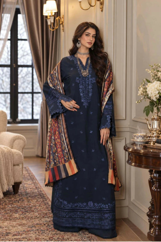 Noor by Saadia Asad - Noor Winter Embroidered Prinkhaas - Design-7A - Unstitched