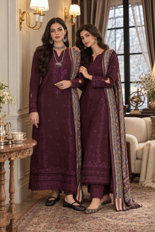 Noor by Saadia Asad - Noor Winter Embroidered Prinkhaas - Design-7B - Unstitched