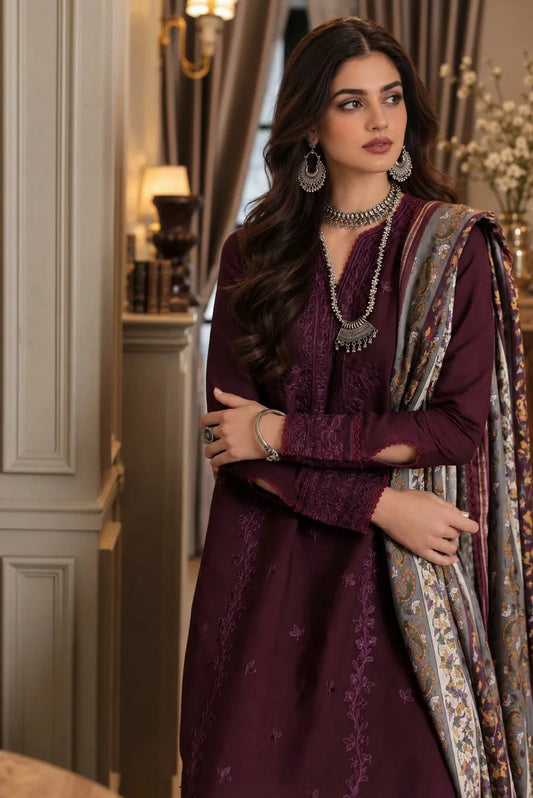 Noor by Saadia Asad - Noor Winter Embroidered Prinkhaas - Design-7B - Unstitched