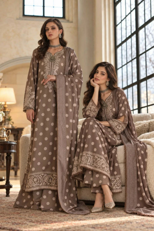 Noor by Saadia Asad - Noor Winter Embroidered Prinkhaas - Design-8A - Unstitched