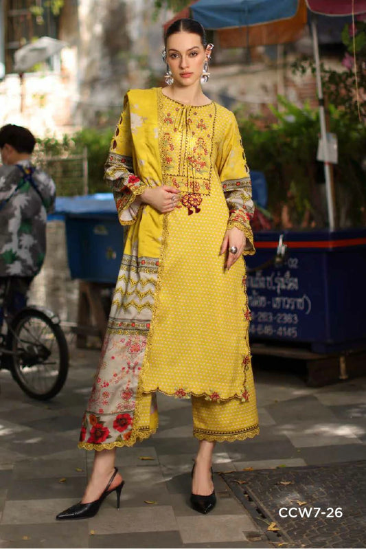 Charizma - Combination Embroidered Linen Collection Vol 3 - CCW7-26 - Unstitched