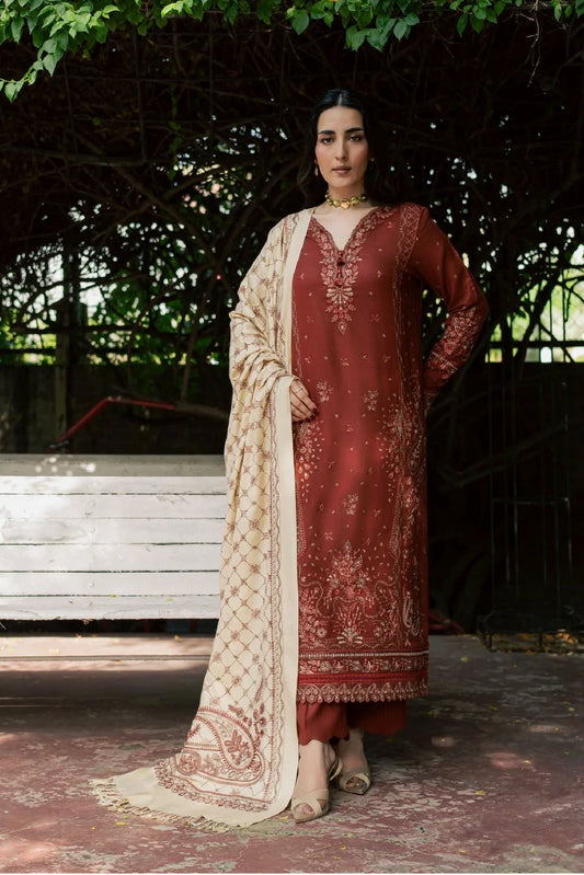 Nureh - Exclusive Embroidered Peach Leather Collection Vol 4 - NE-296 - Unstitched