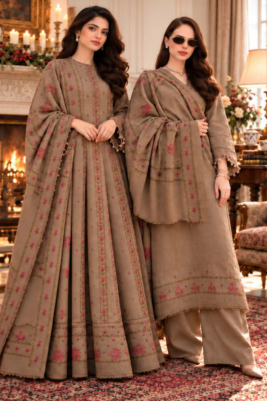 Noor by Saadia Asad - Noor Winter Embroidered Pashmina Shawl Collection - Design 07 - Unstitched