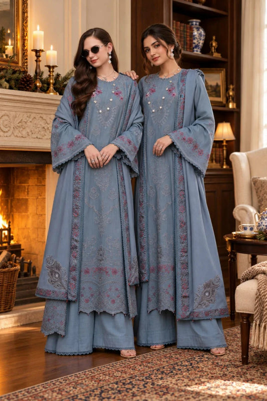 Noor by Saadia Asad - Noor Winter Embroidered Pashmina Shawl Collection - Design 09 - Unstitched