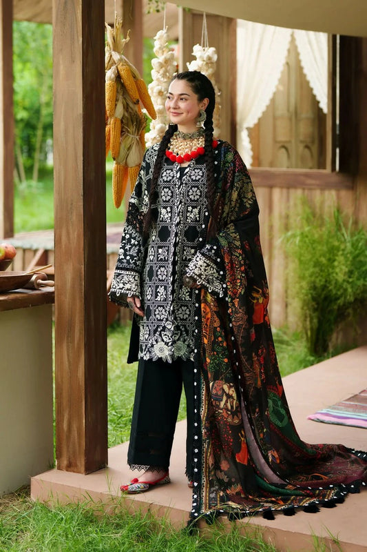 Maryam Hussain - Winter Shawl Collection - 08-Midnight - Unstitched