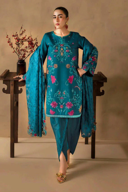Rajbari - Silah Premium Silk Edit - 05-Teal - Unstitched