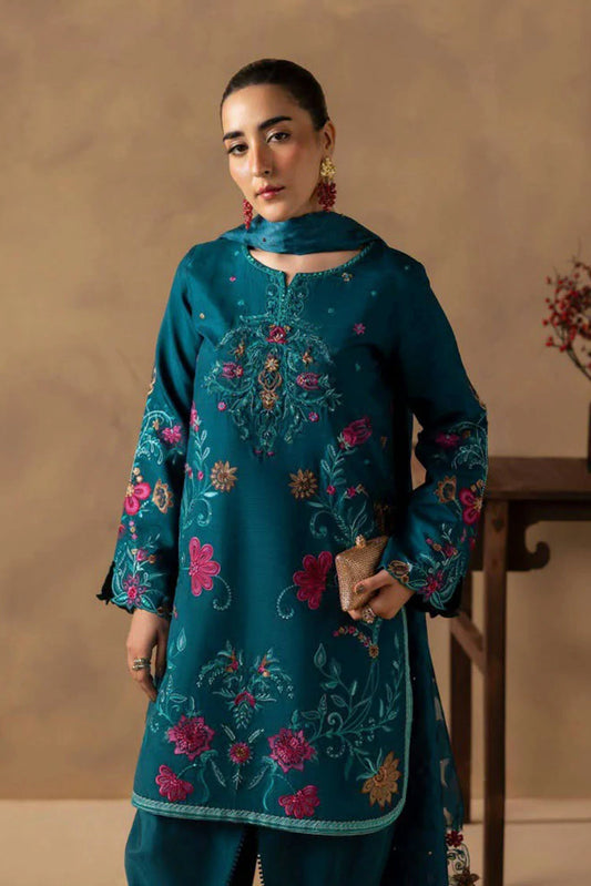 Rajbari - Silah Premium Silk Edit - 05-Teal - Unstitched