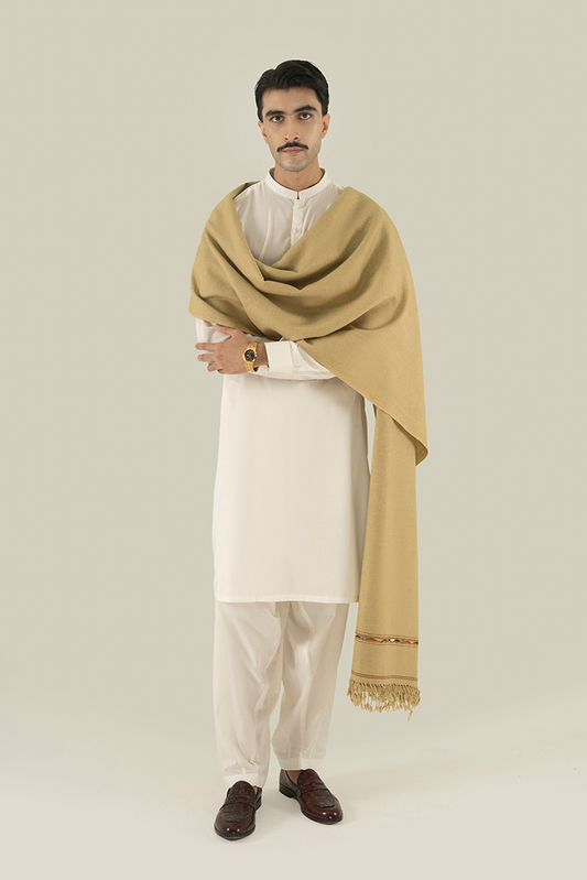 Black Pearl - Khaki Wool Blend Shawl