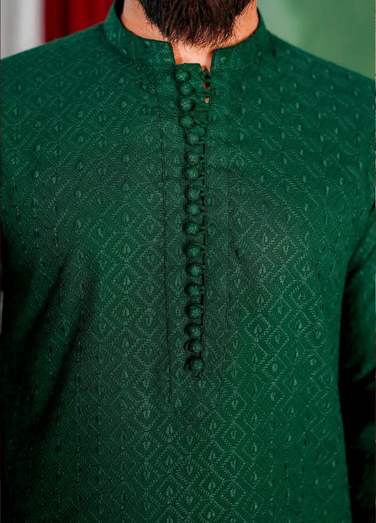 Label M - Chikankari Kurta Collection - Dark Green