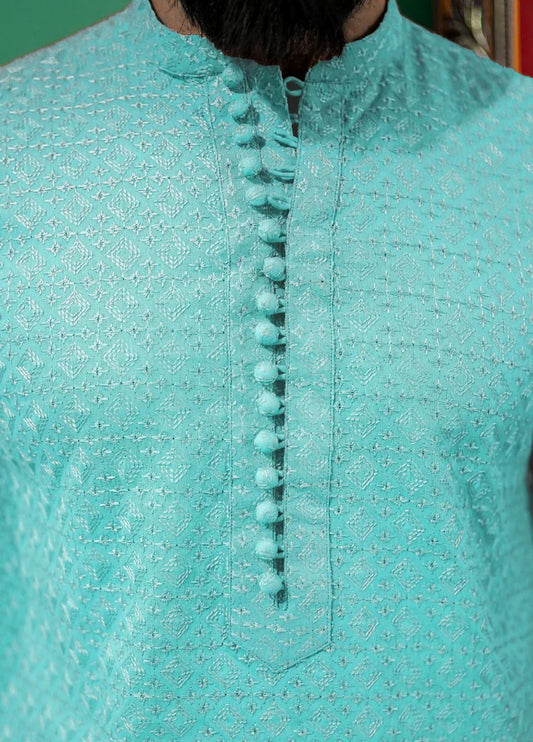 Label M - Chikankari Kurta Collection - Ice Blue
