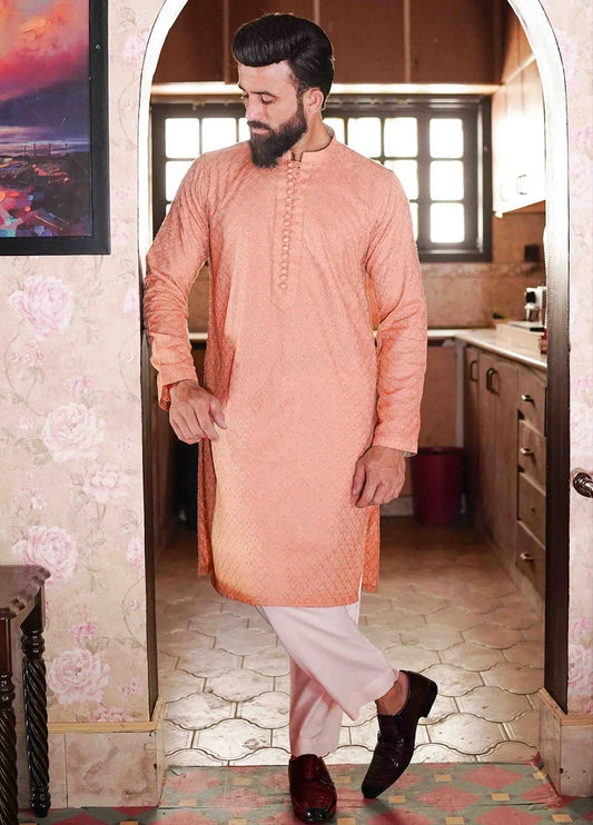 Label M - Chikankari Kurta Collection - Peachy Pink