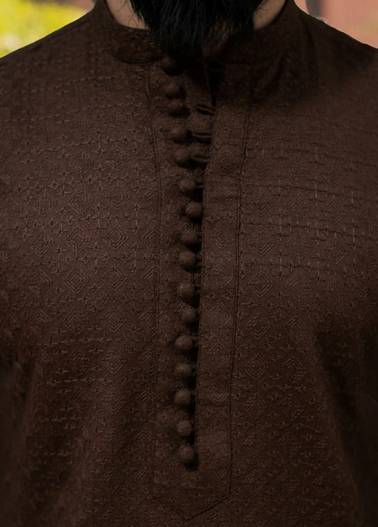 Label M - Chikankari Kurta Collection - Chocolate Brown