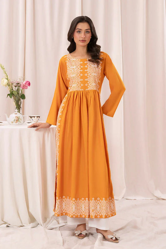 Zeek - Printed Long Kurta - Mustard - 1 Piece - D118