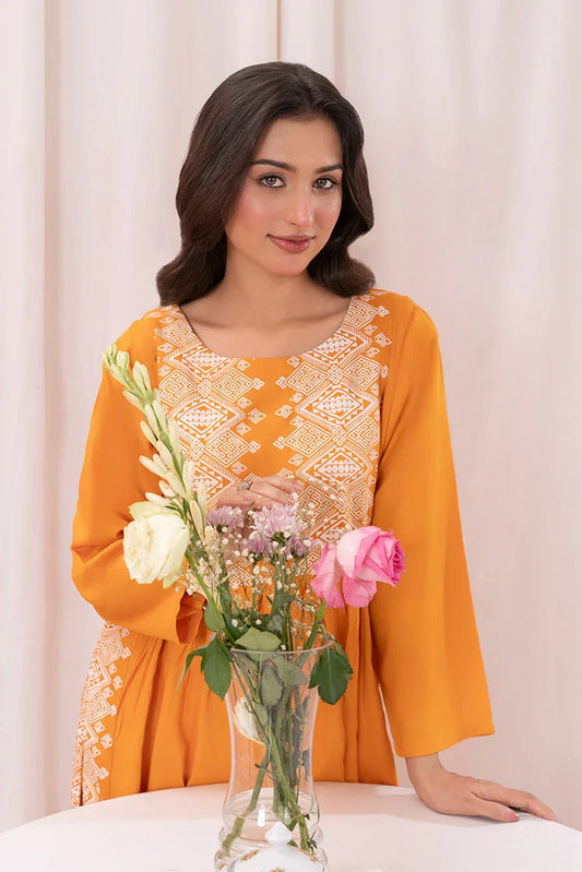 Zeek - Printed Long Kurta - Mustard - 1 Piece - D118