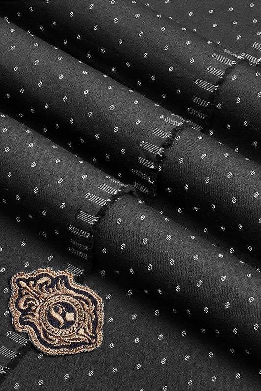 Fabrich - Black Claasic Jacquard Unstitched Kurta