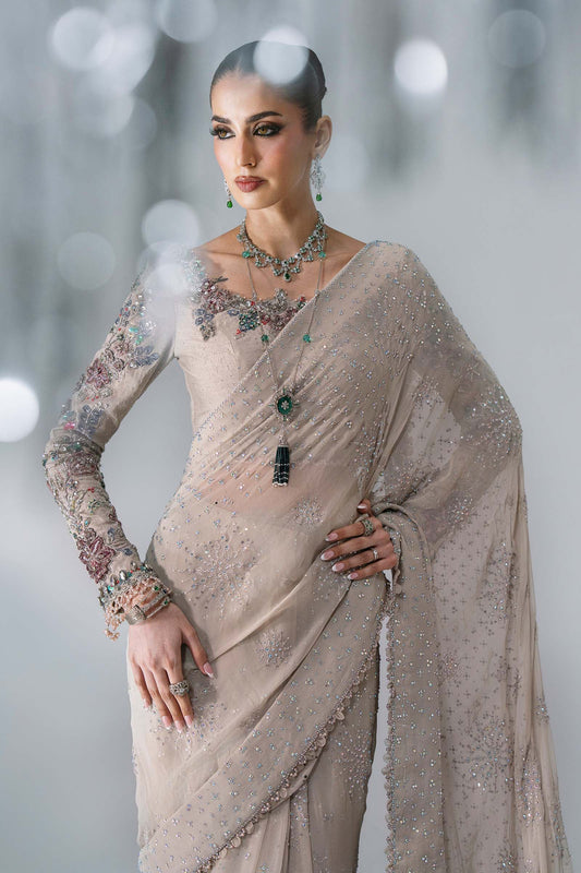 Maria B - Mbroidered Wedding Edition - Unstitched Embroidered Chiffon Saree