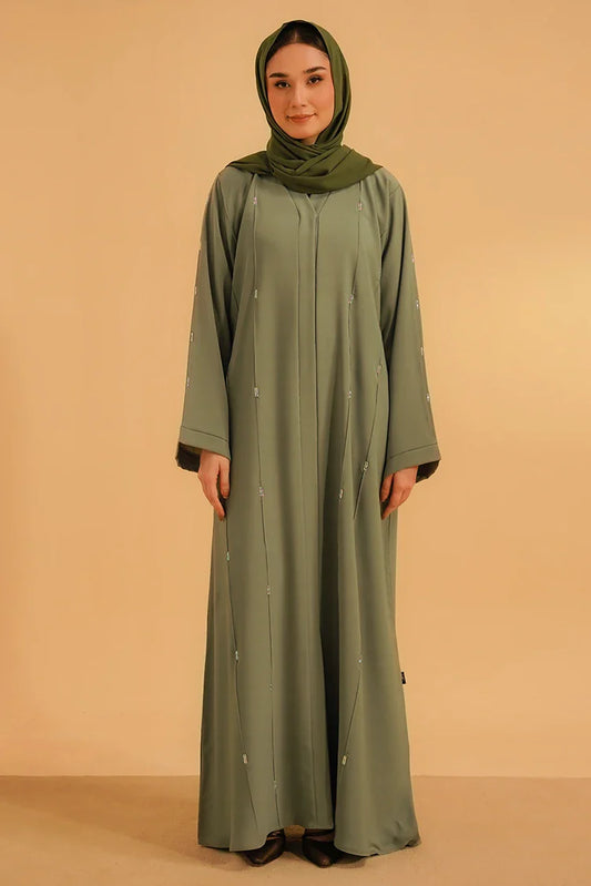 Divinely Crafted - Embellished Abaya - Sage Green