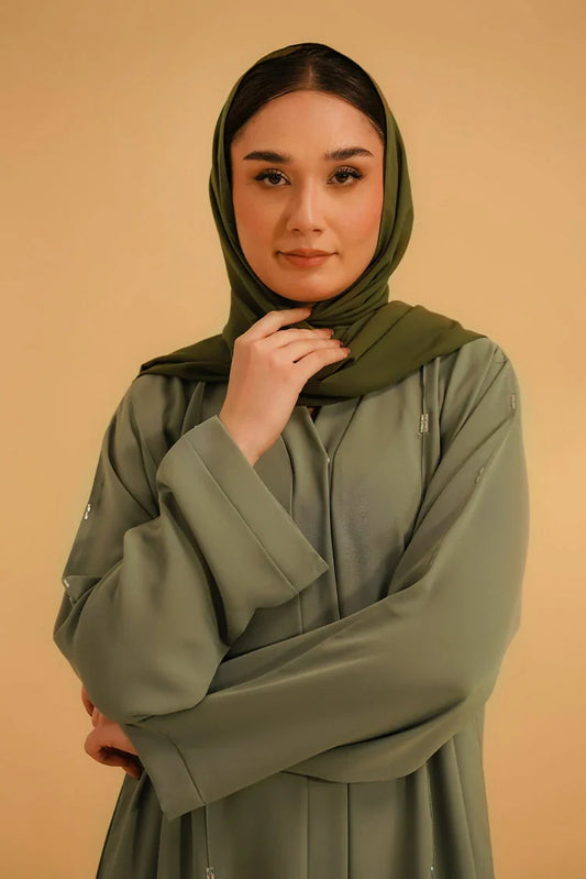 Divinely Crafted - Embellished Abaya Set - Sage Green