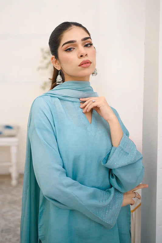 Zauk - Eid Edit '25 - 3 Piece - Cyan