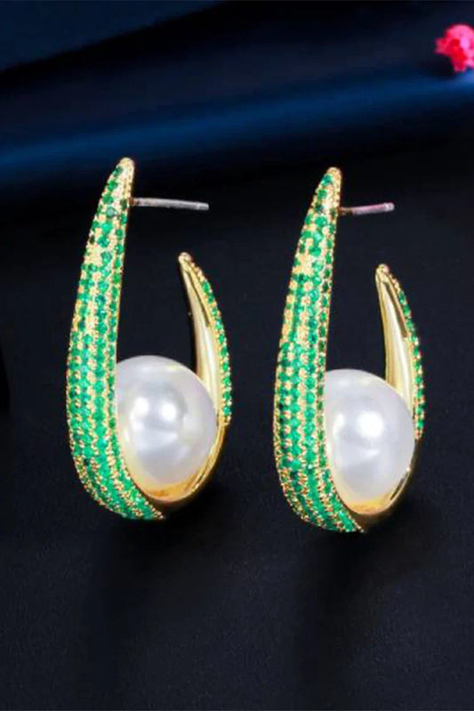 Blumoon - Pearl Hoop - Green - Earrings
