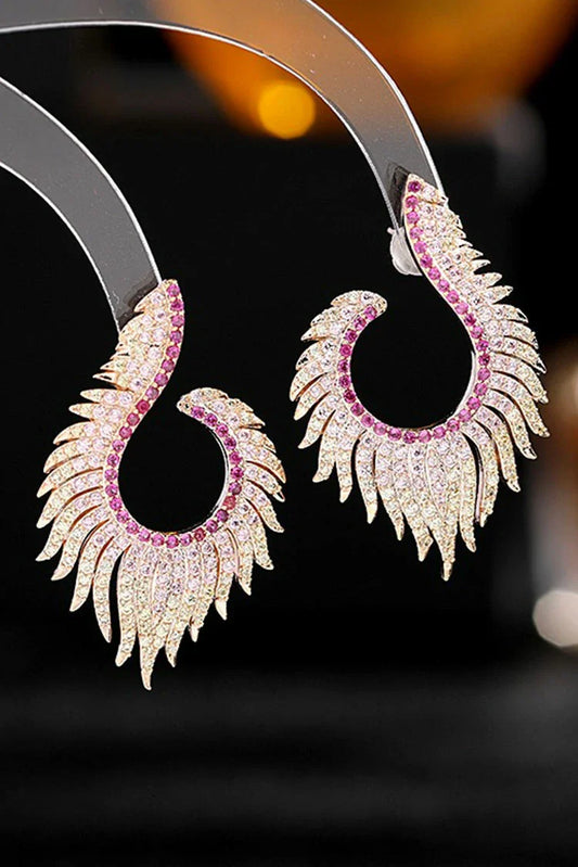 Blumoon - Ethnic Feather - Earrings - Red