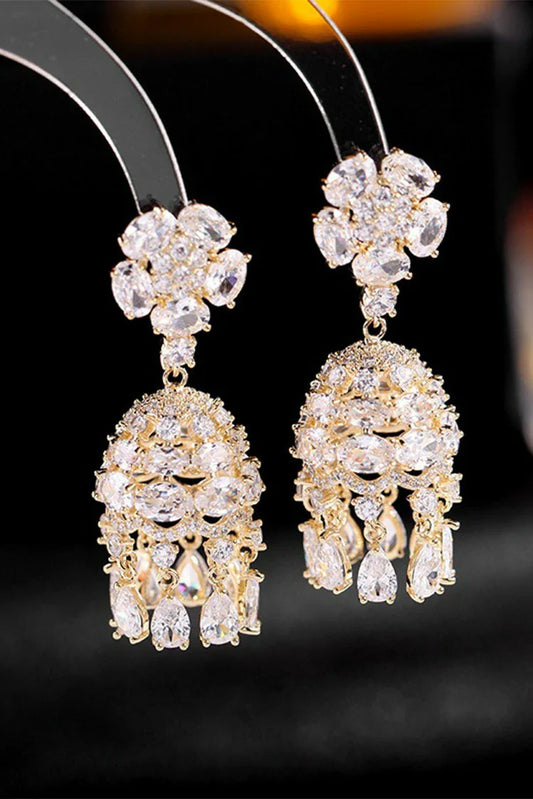 Blumoon - Gold Plated Jhumka - Earrings - Clear