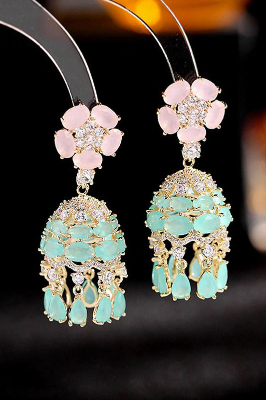 Blumoon - Gold Plated Jhumka - Earrings - Sky Blue