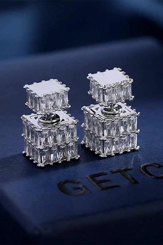 Blumoon - Two Way Zircon - Ear Studs - Clear